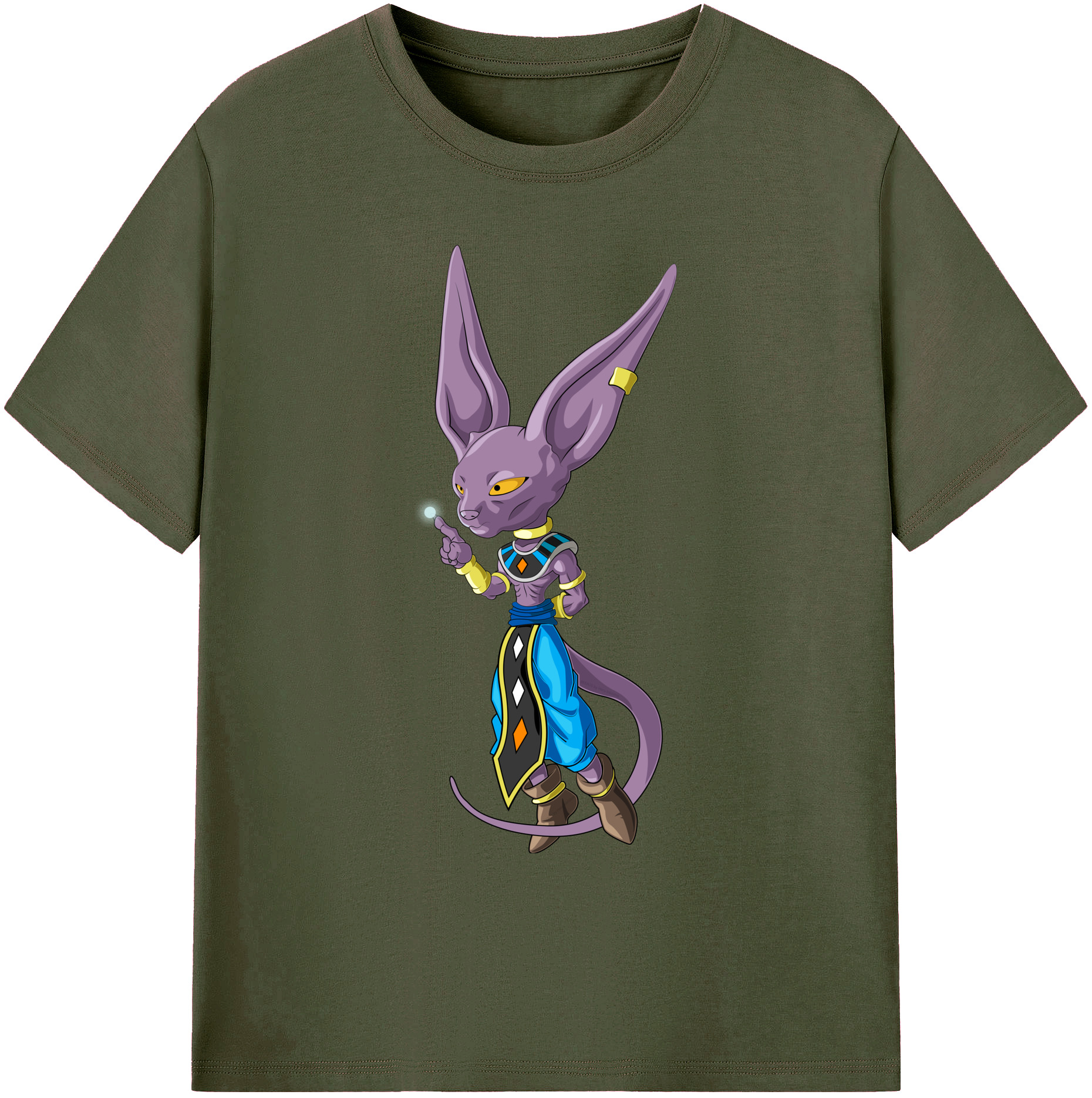 （画像用） ドラゴンボール ビルス 破壊神ビルス DRAGON BALL Beerus Birusu 綿100％ メンズ半袖Tシャツ｜肌触りやわらか＆通気性